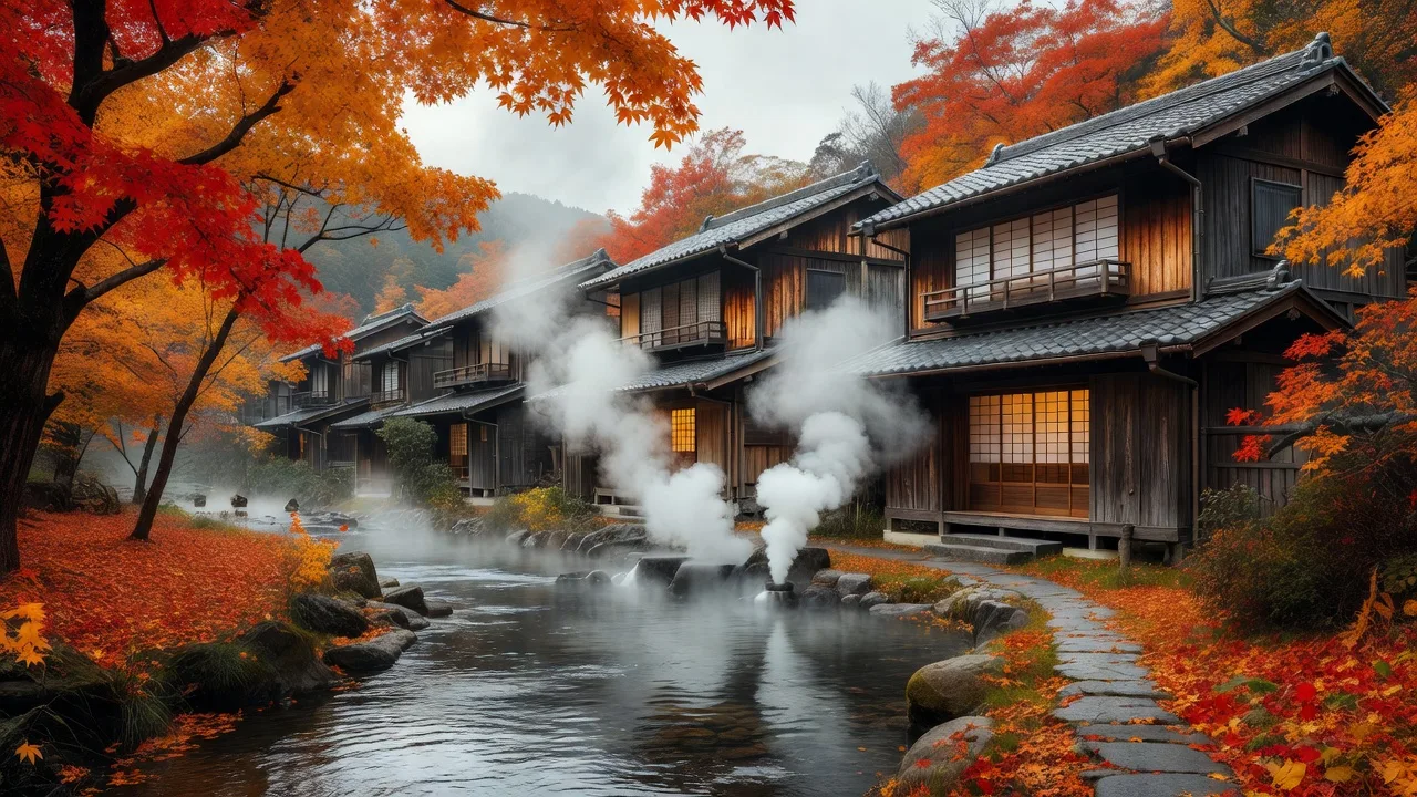 温泉の湯煙